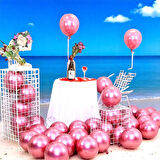 25 ADET PEMBE KROM BALON PARLAK METALİK BALON KROM PEMBE BALON HELYUM GAZINA UÇAN BALONA UYGUNDUR