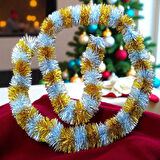 2 METRE METALİK GÜMÜŞ GOLD YILBAŞI BOYUN SİMİ GÜMÜŞ GOLD YUMUŞAK BOYUN GARLANDI GÜMÜŞ SÜSLEME SİMİ