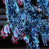 2 METRE VIP KARLI NOEL BABA FİGÜRLÜ YILBAŞI BOYUN SİMİ YEŞİL BEYAZ KARLI YUMUŞAK BOYUN GARLANDI