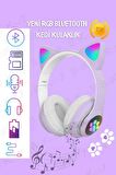 Çocuk Kulaklık Kedi Kulak Mikronlu Hafıza Kartı Led Işıklı Aux Kedili Kablosuz Bluetooth Kulaklık