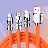 3in1 Süperhızlı 120w 6a Şarj Kablosu Type-c--micro Usb--lightning