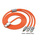 3in1 Süperhızlı 120w 6a Şarj Kablosu Type-c--micro Usb--lightning