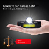 Ultra Güçlü Şarjlı Mıknatıslı Kafa Lambası Cob Led Avcı Balıkçı Kamp Feneri Deprem Işığı