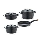 NOSTALJİ 7 PARÇA GRANİT DÖKÜM SET SİYAH