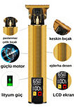 gold tech Led Ekranlı Çelik Kasa Profesyonel T-bıçak Saç Sakal, Ense Çizim Tıraş Makinesi