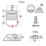 Evolite Excamp 5 Pro Sun Fresh Aile Çadırı UPF80
