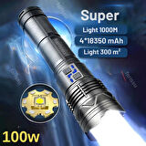 Gold Orion OR-G500 100W Süper Parlak LED El Feneri – 1000 Metre Menzilli, 4*181350 Lityum Pil, Zoom Özellikli, Şarj Edilebilir, Su Geçirmez Metal Gövde