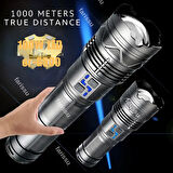 Gold Orion OR-G500 100W Süper Parlak LED El Feneri – 1000 Metre Menzilli, 4*181350 Lityum Pil, Zoom Özellikli, Şarj Edilebilir, Su Geçirmez Metal Gövde