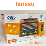 Gerçek Ahşap Eskitme Görünümlü RT-750 Nostaljik Müzik Kutusu – 3 Band Radyo / Bluetooth / USB