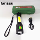 15 Watt Zoomlu Şarjlı El Feneri - Güçlü LED Işıklı, Taşınabilir ve Metal Dayanıklı