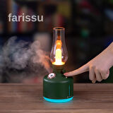 Beyaz Retro Gaz Lambası Modelli LED Nemlendirici & Aroma Difüzör - USB Şarjlı, Ayarlanabilir Işık