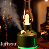 Beyaz Retro Gaz Lambası Modelli LED Nemlendirici & Aroma Difüzör - USB Şarjlı, Ayarlanabilir Işık