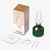 Beyaz Retro Gaz Lambası Modelli LED Nemlendirici & Aroma Difüzör - USB Şarjlı, Ayarlanabilir Işık