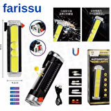 Çok Fonksiyonlu Oto Acil Durum El Feneri - COB LED, Güneş Enerjili, Cam Kırıcı & Kemer Kesici