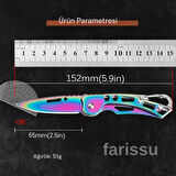 Alaska Gökkuşağı Renkli Çok Amaçlı Katlanır Çakı - Paslanmaz Çelik, Keskin ve Taşınabilir