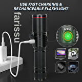 Zoomlu LED Tüfek Feneri | 30W | 3600 mAh Pil Hediyeli