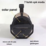 Güneş Enerjili, 7 Farklı Moda Sahip 10W LED Aydınlatma Solar Panelli Acil Durum  El Feneri