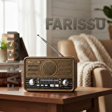BK-340 Solar Şarjlı Retro Görünümlü AM/FM/SW 3 Bant Dünya Radyosu ve MP3 Çalar - Kahve/Bronz