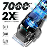 Profesyonel Şarjlı Saç Kesme Makinesi - 200 Dakika Çalışma Süresi, 7000 RPM Motor ve 8'li Tarak Seti