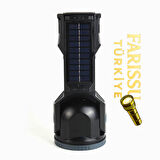 Güneş Enerjili P50 LED 180° Dönebilen Başlıklı Powerbank'li Profesyonel El Feneri & Projektör (6600mAh)