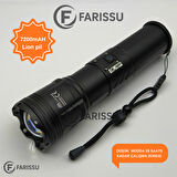 100W Lazer LED El Feneri - 2200 Metre Menzil, 7200mAh Powerbank Özellikli, Dijital Göstergeli ve 5 Mod