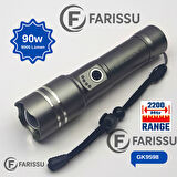 GK9598 90W Ultra Güçlü LED Lazer El Feneri – 2200 Metre Menzil – 5800 mAh Batarya + Yedek Pil Hediyeli
