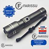 GK9598 90W Ultra Güçlü LED Lazer El Feneri – 2200 Metre Menzil – 5800 mAh Batarya + Yedek Pil Hediyeli