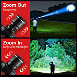 Sensörlü 30W Çift Işık (Sarı & Beyaz) Şarjlı Kafa Feneri - 10 Saate Varan Pil Ömrü ve Zoom Özellikli