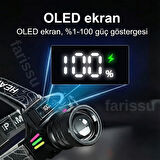 Ultra Güçlü 30W LED Sensörlü Kafa Lambası - 3000 Lümen, Dijital Şarj Göstergeli, Type-C Şarjlı