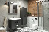 MARİA 60 CM BANYO DOLABI  ANTRASİT - BOY DOLAP DAHİL 