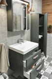 MARİA 60 CM BANYO DOLABI  ANTRASİT - BOY DOLAP DAHİL 