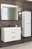 MARİA 80 CM BANYO DOLABI  BEYAZ - BOY DOLAP DAHİL 