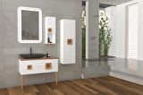 ZÜRİH 100CM ANTRASİT LAVABOLU BANYO DOLABI BEYAZ/KAIYN  - BOY DOLAP DAHİL 