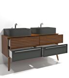 PAREJA 140CM BANYO DOLABI ANTRASİT/MEŞE - BOY DOLAP DAHİL 