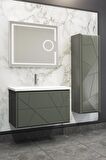 KİEV 80 CM BANYO DOLABI ANRASİT - BOY DOLAP DAHİL 