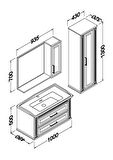 MOSKOVA 100 CM BANYO DOLABI GRİ - BOY DOLAP DAHİL 
