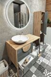 BOLİVYA 85 CM BANYO DOLABI ANTRASİT/DORADO  - BOY DOLAP DAHİL  