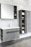 ROMA 80 CM BANYO DOLABI  RETRO/GÜMÜŞ - BOY DOLABI DAHİL