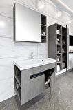 ROMA 80 CM BANYO DOLABI  RETRO/GÜMÜŞ - BOY DOLABI DAHİL