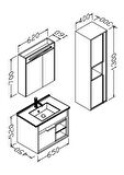 NAPOLİ 65 CM SİYAH LAVABOLU BANYO DOLABI BEYAZ/ANTRASİT - BOY DOLAP DAHİL  