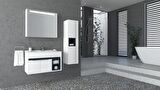 NAPOLİ 85 CM  BEYAZ LAVABOLU BANYO DOLABI  BEYAZ/ANTRASİT  - BOY DOLAP DAHİL 
