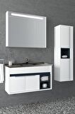 NAPOLİ 85 CM SİYAH LAVABOLU BANYO DOLABI  BEYAZ/ANTRASİT - BOY DOLAP DAHİL 