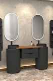 LOTUS DUO 150 CM ANTRASİT LAVABOLU BANYO DOLABI ANTRASİT - RAF MODÜL DAHİL