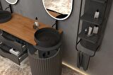 LOTUS DUO 150 CM ANTRASİT LAVABOLU BANYO DOLABI ANTRASİT - RAF MODÜL DAHİL