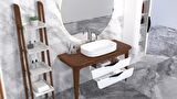 BREZZA 130 CM MASİF TEZGAH BEYAZ LAVABOLU BANYO DOLABI - BOY DOLAP VE RAF MODÜL HARİÇ