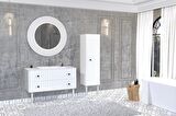 SOLARİS 120 CM BEYAZ LAVABOLU BANYO DOLABI BEYAZ AYAKLI - BOY DOLAP DAHİL