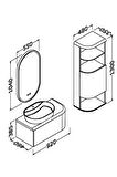 SIESTA 92 CM BANYO DOLABI  ANTRASİT - BOY DOLAP DAHİL