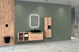 CAMARO 145 CM SİYAH LAVABOLU BANYO DOLABI - BOY DOLAP HARİÇ