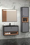ESPERO 80 CM SİYAHLAVABOLU BANYO DOLABI - BOY DOLAP DAHİL