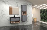 ESPERO 80 CM SİYAHLAVABOLU BANYO DOLABI - BOY DOLAP DAHİL